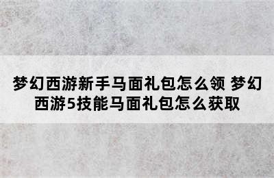 梦幻西游新手马面礼包怎么领 梦幻西游5技能马面礼包怎么获取